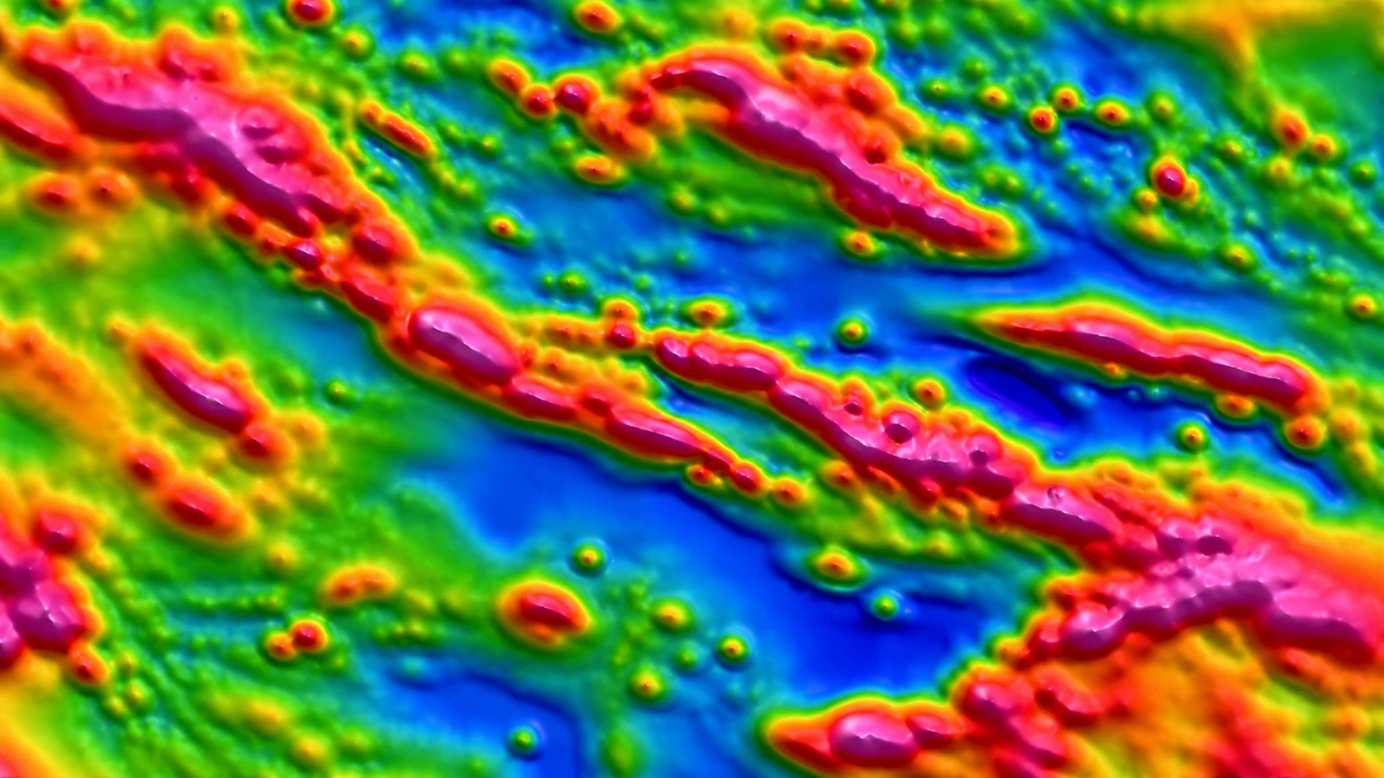 Total magnetic intensity map from a Rosor drone survey: structural corridors running through the magnetic fabric with discrete anomalies along them